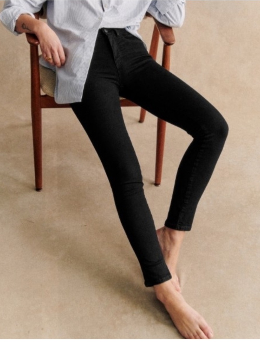 Sezane Perfect Slim Parfait size 26 skinny jeans classic charcoal grey wash